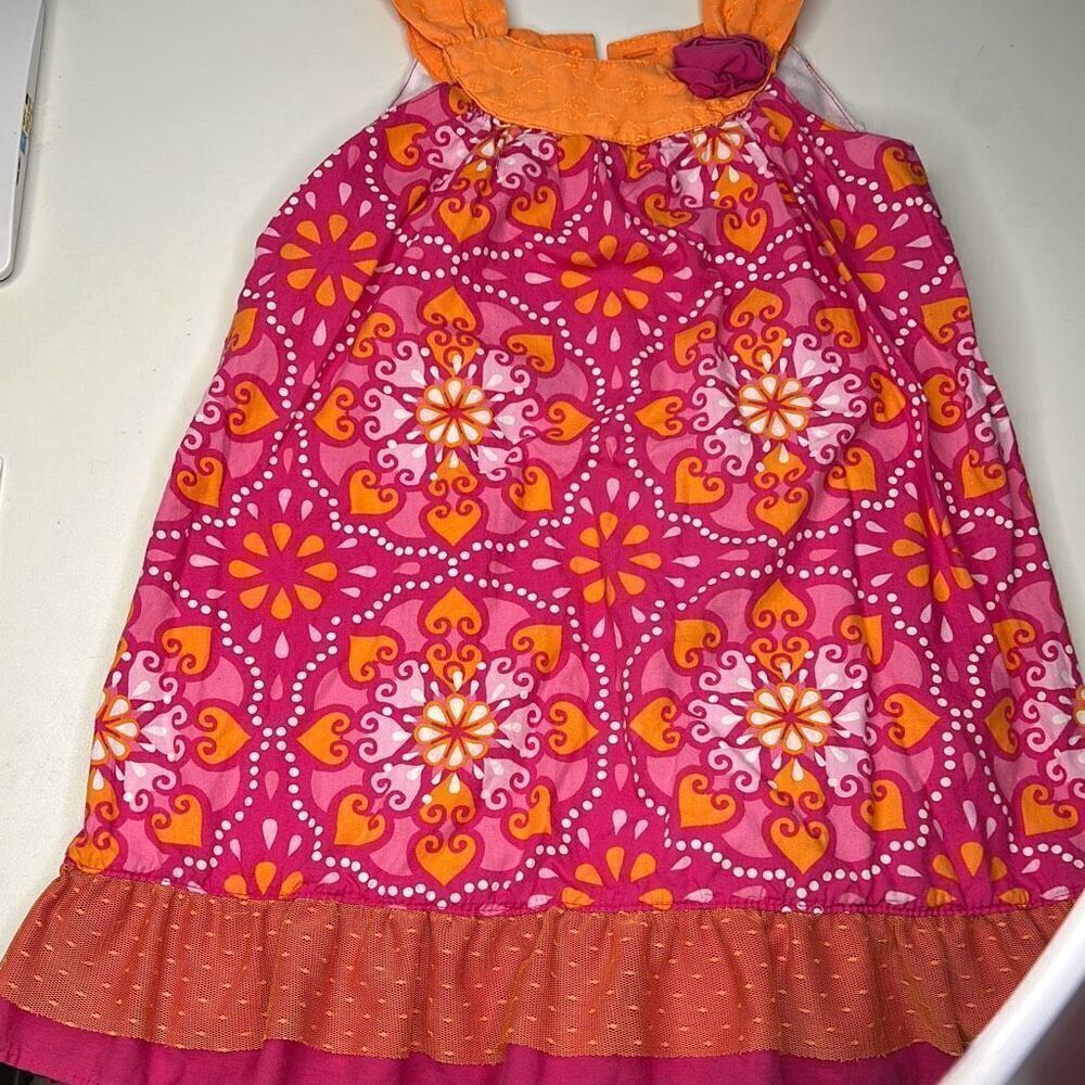Penelope Mack 4t Lined Dress orange Pink Ruffled